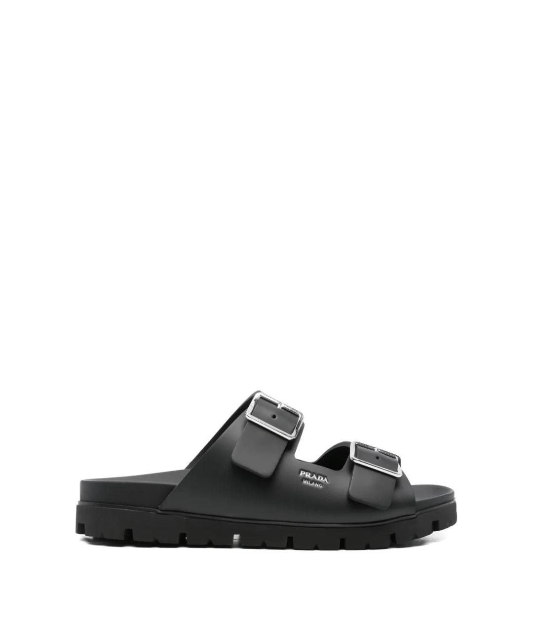 PRADA Черные кожаные сандалии, фото 1