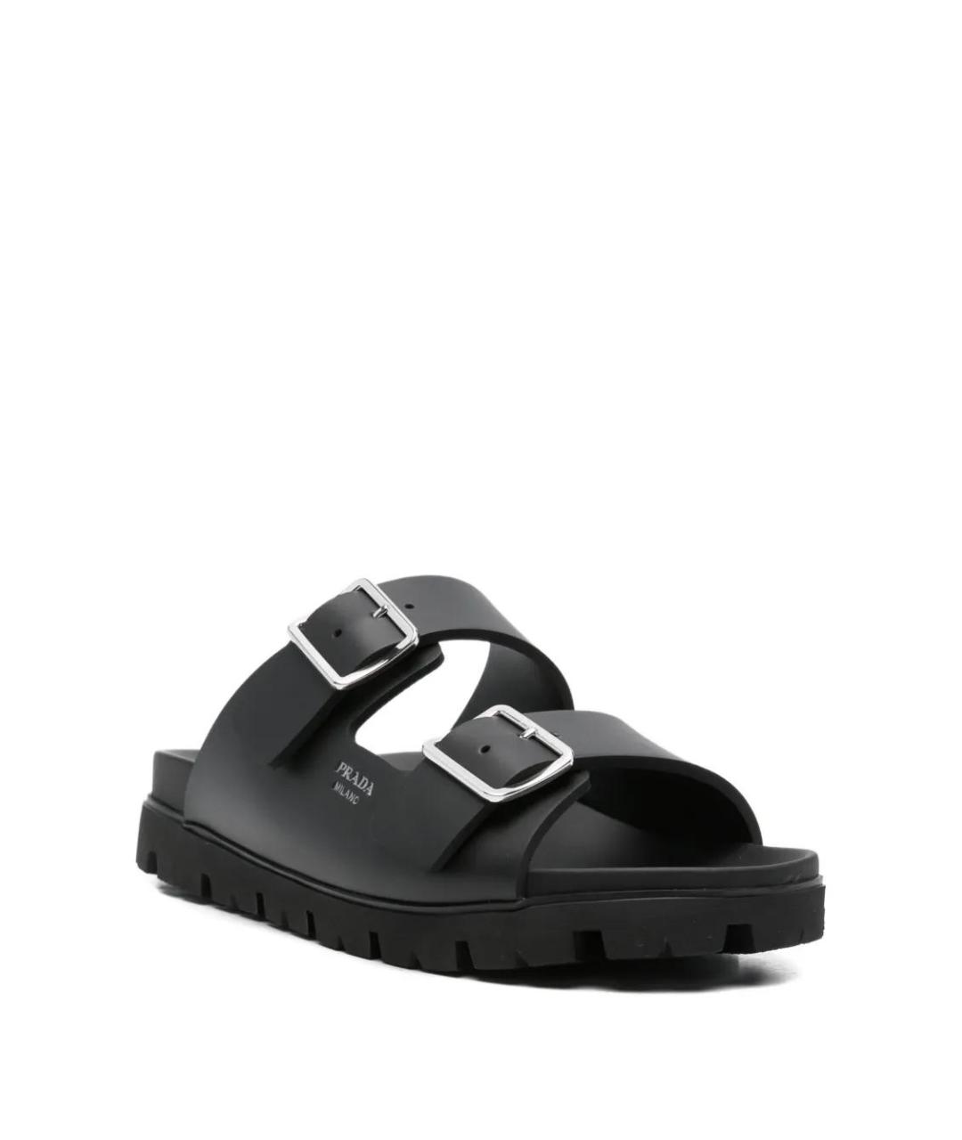 PRADA Черные кожаные сандалии, фото 2