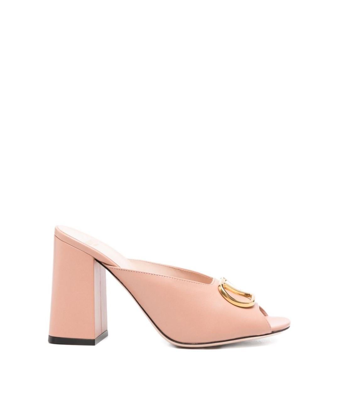 VALENTINO Розовые кожаные мюли, фото 1