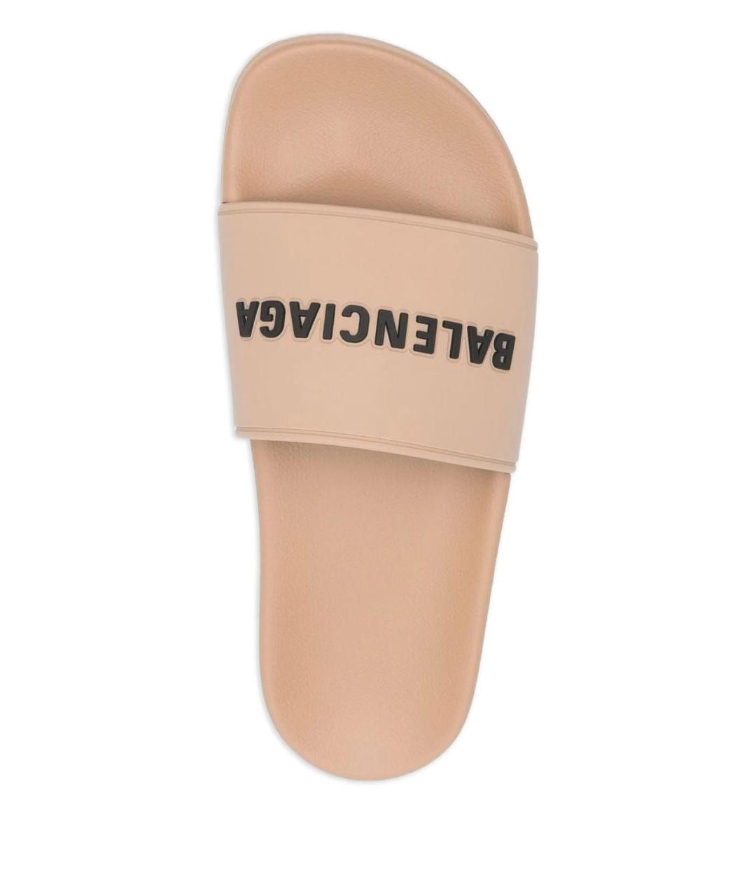 BALENCIAGA Бежевые резиновые шлепанцы, фото 4