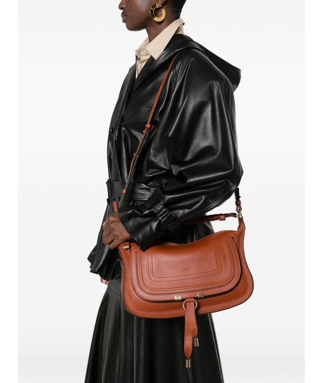 CHLOE Коричневая кожаная сумка через плечо, фото 3