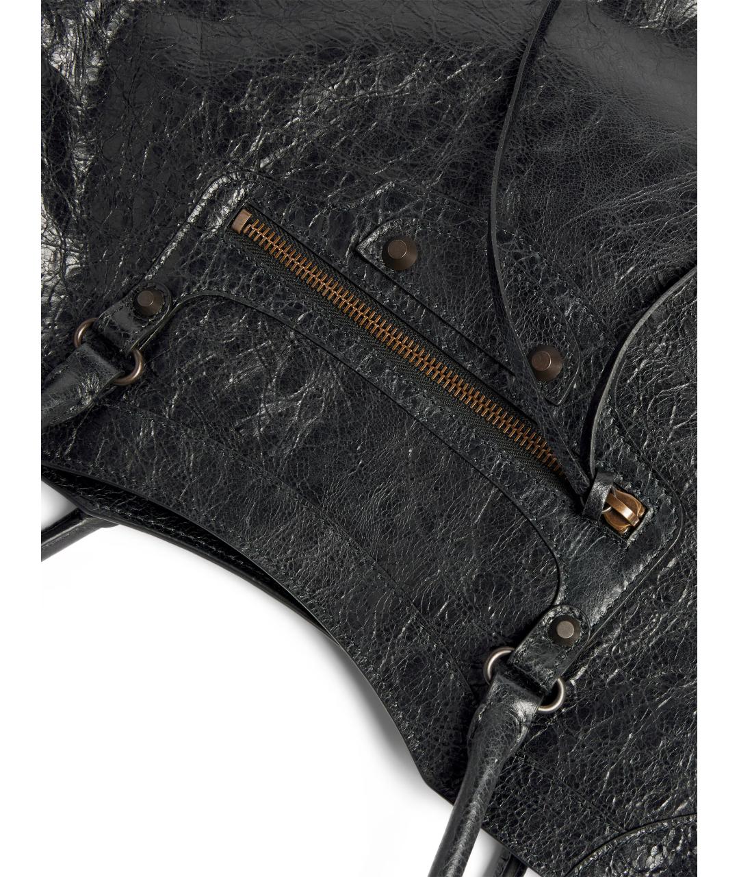 BALENCIAGA Черная кожаная сумка тоут, фото 5