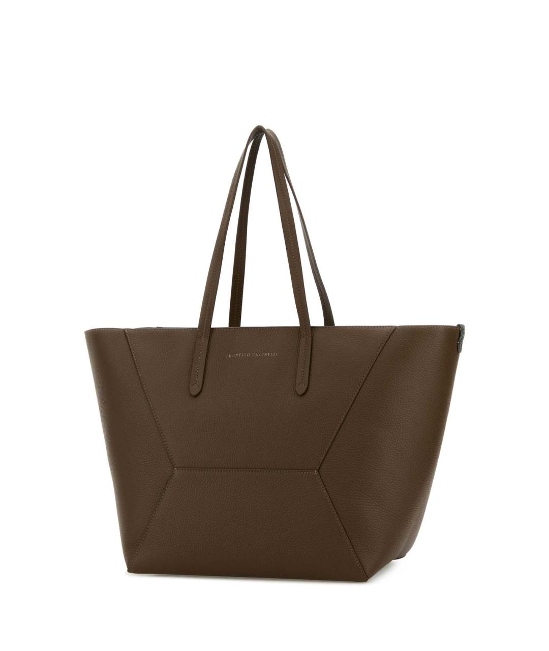 BRUNELLO CUCINELLI Коричневая кожаная сумка с короткими ручками, фото 2