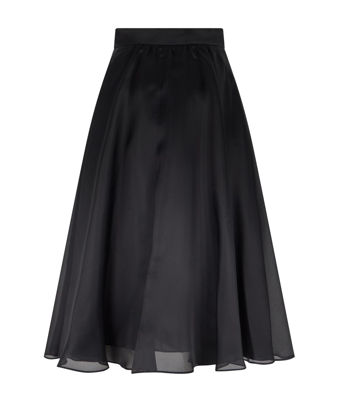 MAX MARA STUDIO Черная шелковая юбка миди, фото 2