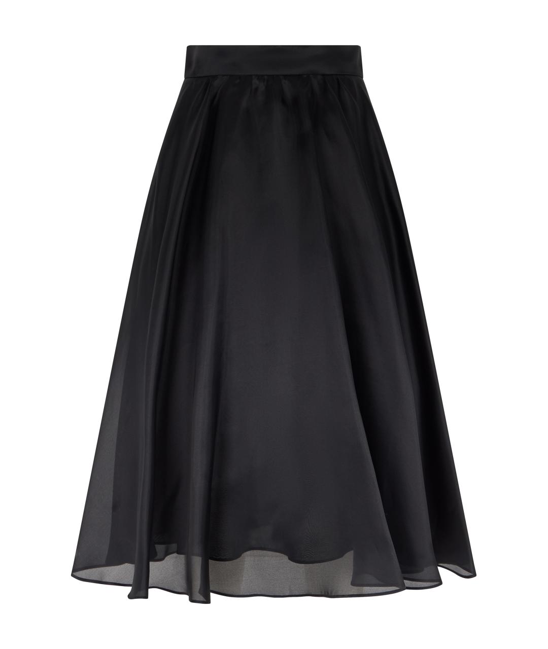 MAX MARA STUDIO Черная шелковая юбка миди, фото 1