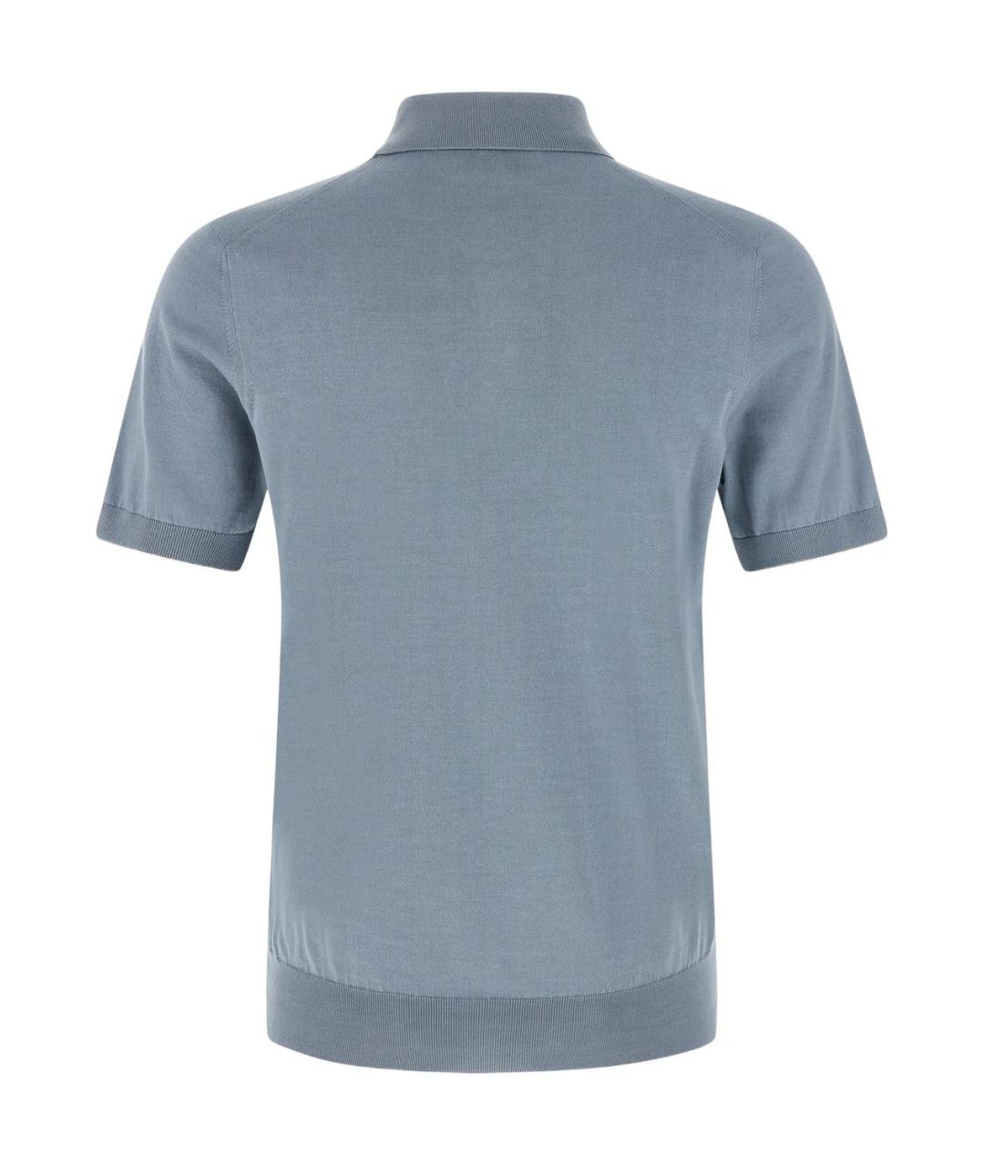 BRUNELLO CUCINELLI Синее вискозное поло с коротким рукавом, фото 2