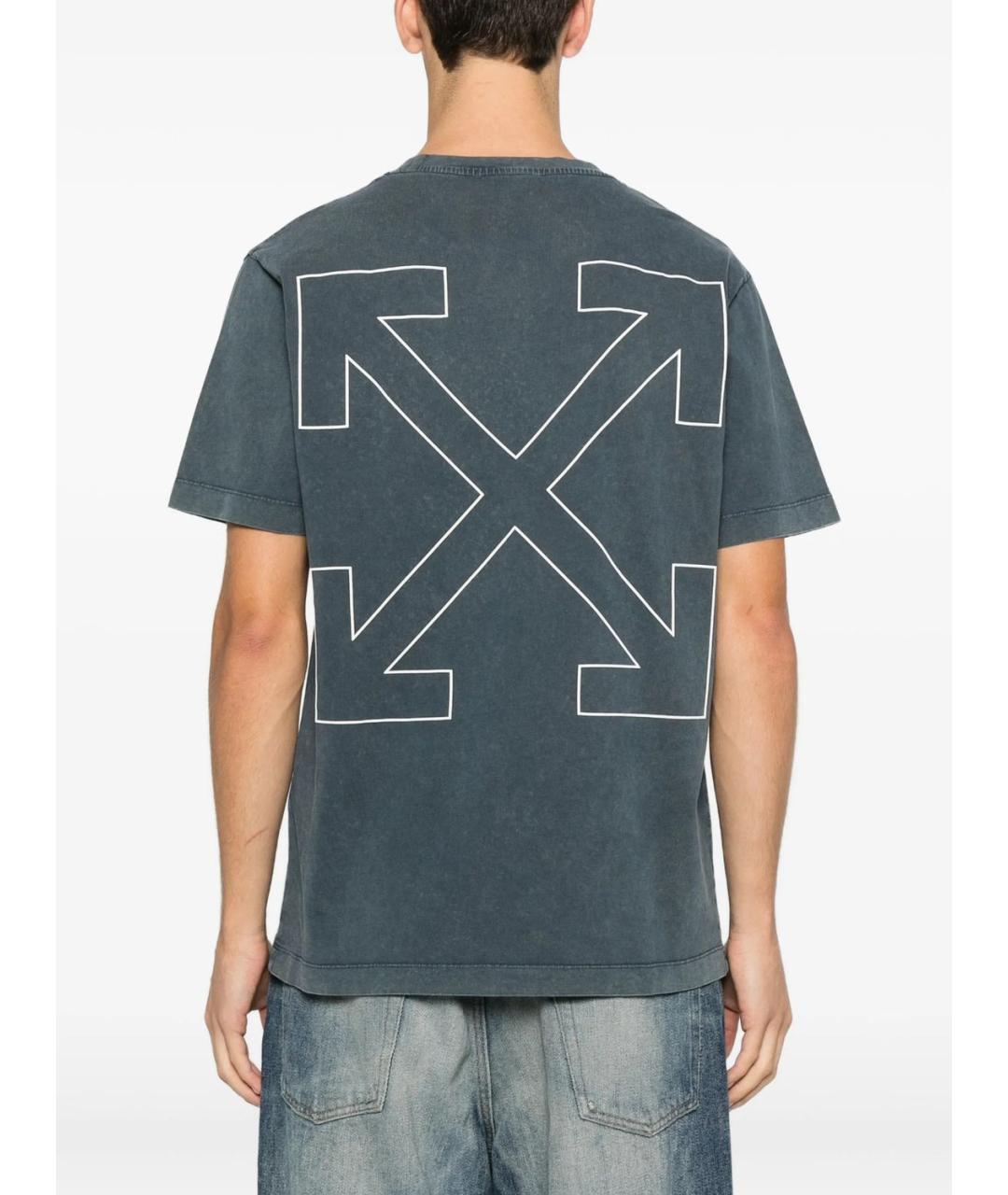 OFF-WHITE Серая хлопковая футболка, фото 4