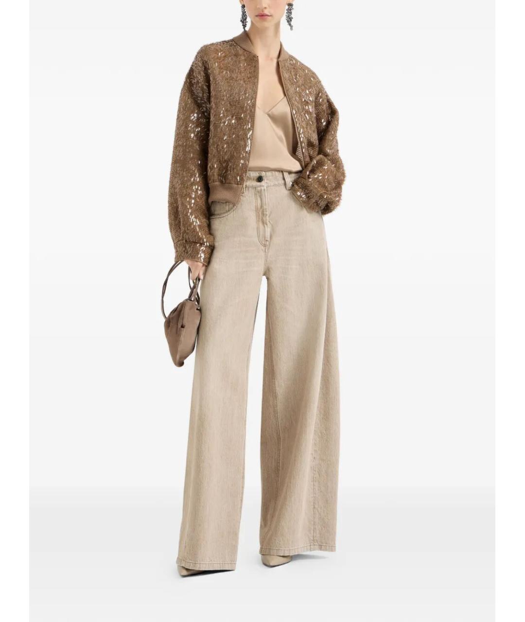 BRUNELLO CUCINELLI Бежевые прямые джинсы, фото 3