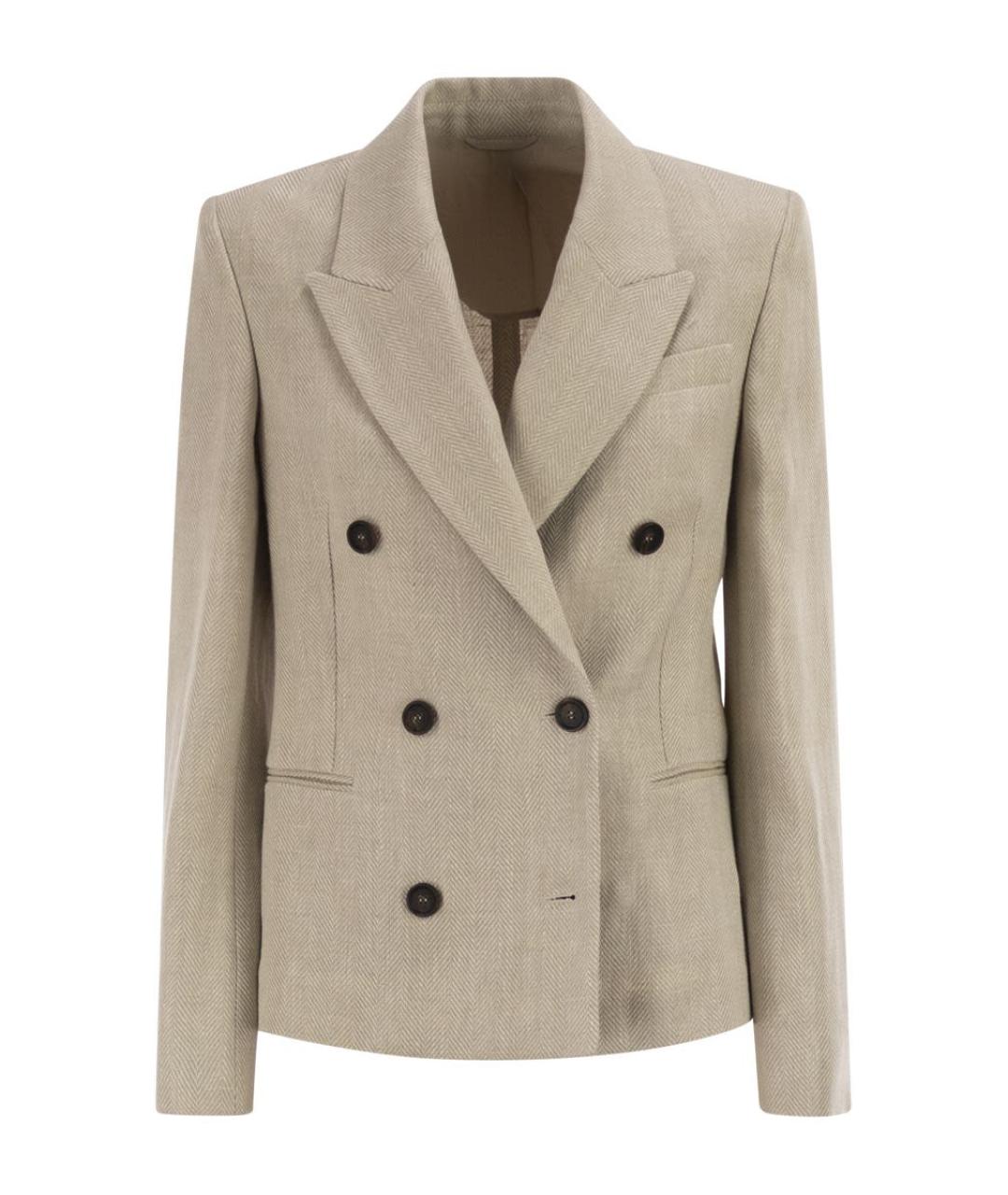 BRUNELLO CUCINELLI Бежевый льняной жакет/пиджак, фото 1