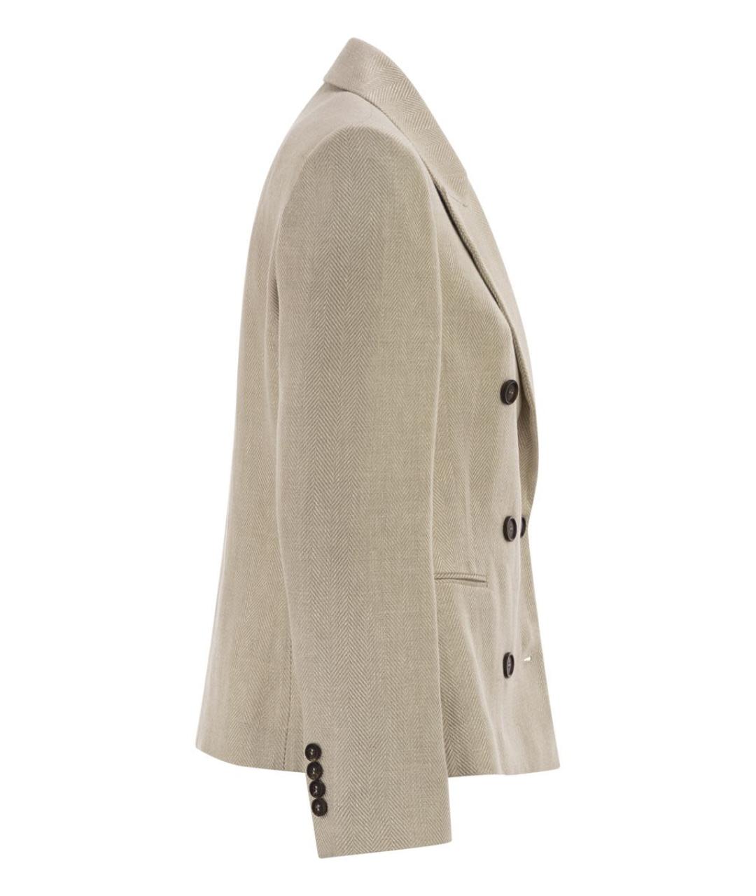 BRUNELLO CUCINELLI Бежевый льняной жакет/пиджак, фото 3