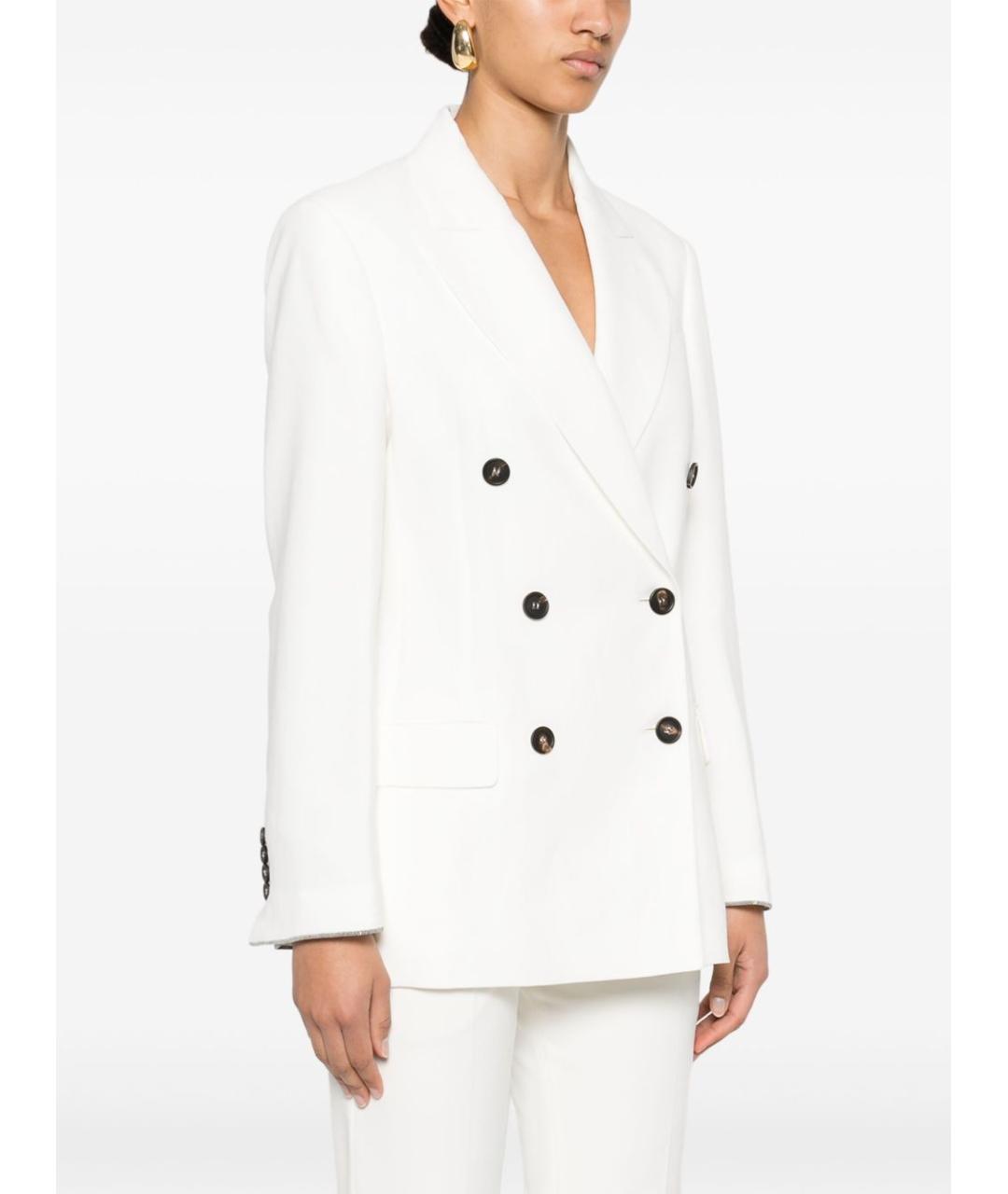 BRUNELLO CUCINELLI Белый вискозный жакет/пиджак, фото 4