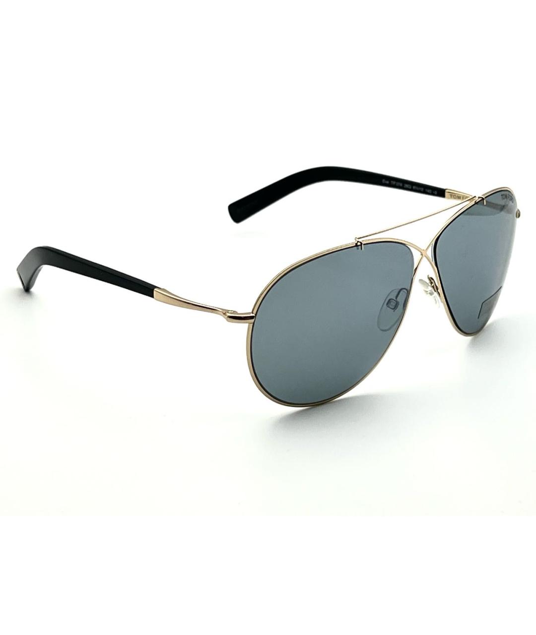 TOM FORD Золотые металлические солнцезащитные очки, фото 2