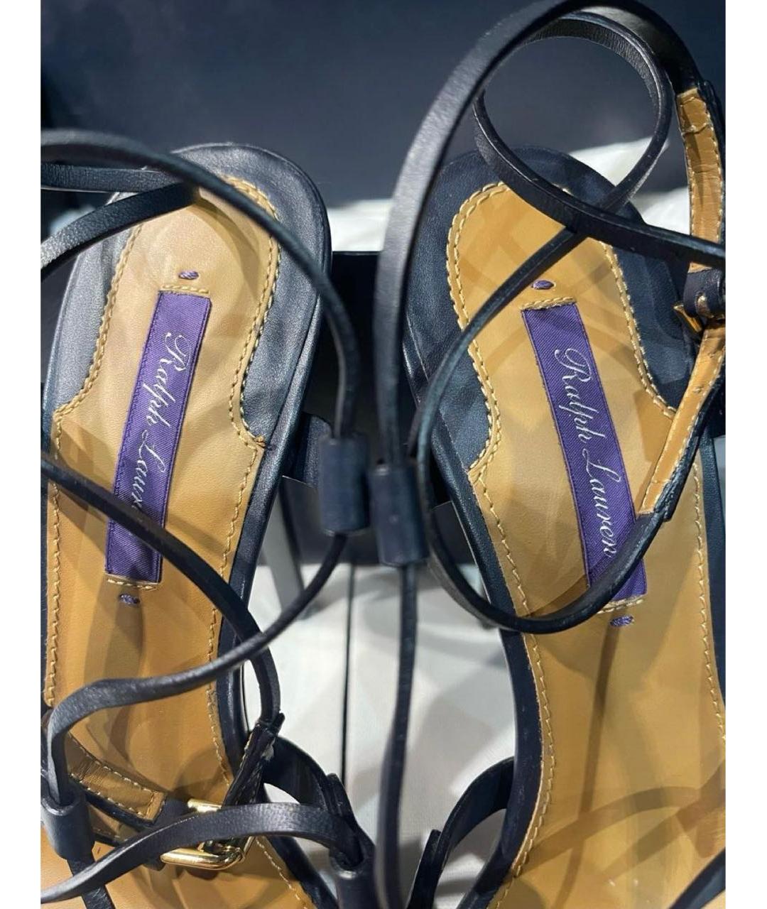 RALPH LAUREN Темно-синие кожаные босоножки, фото 4