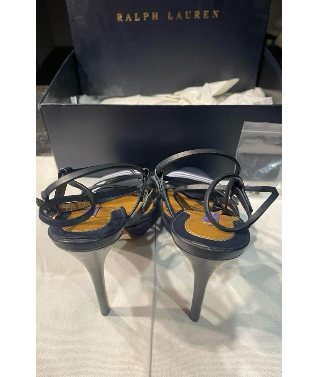 RALPH LAUREN Темно-синие кожаные босоножки, фото 3