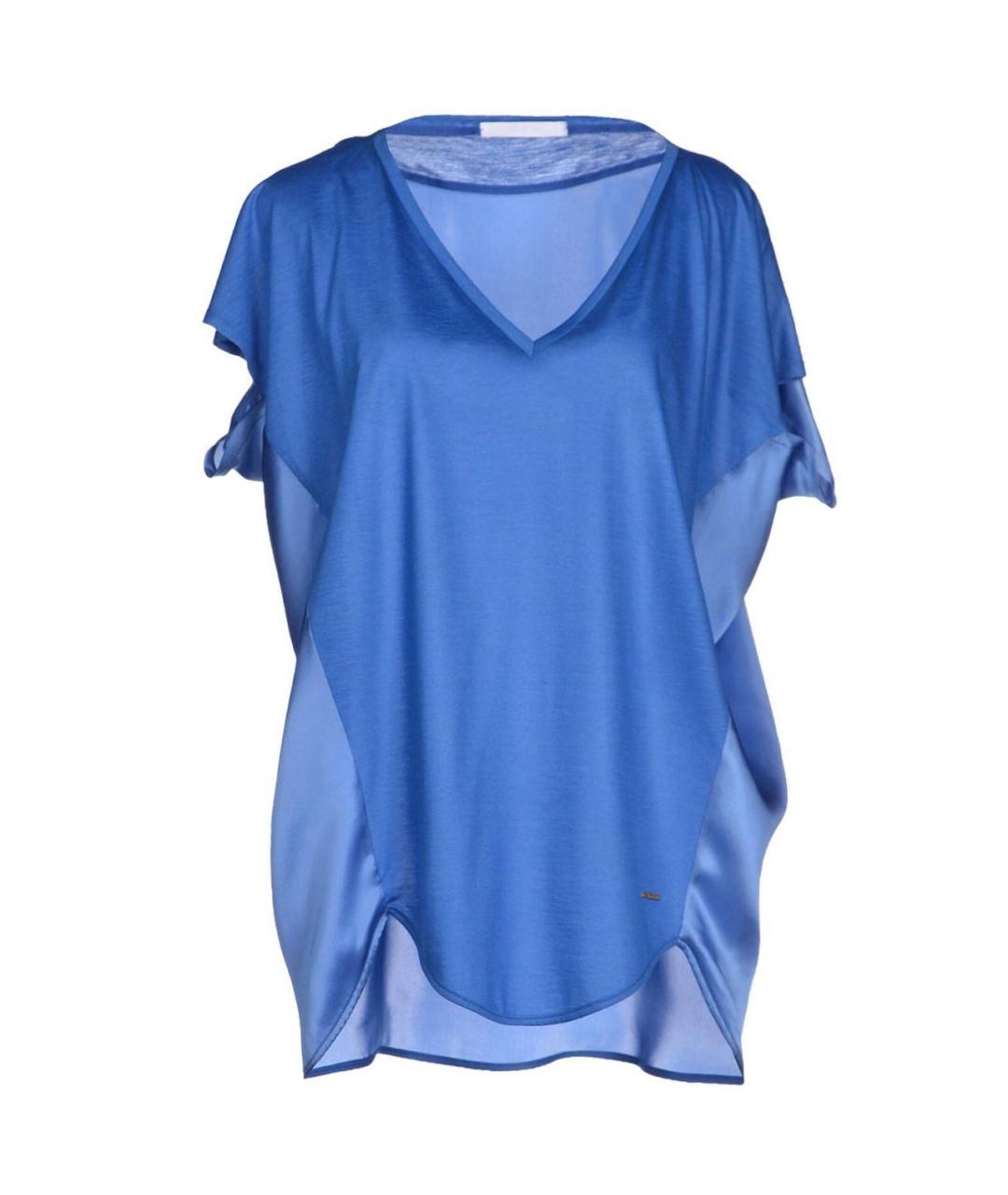LES COPAINS Синяя шелковая футболка, фото 9
