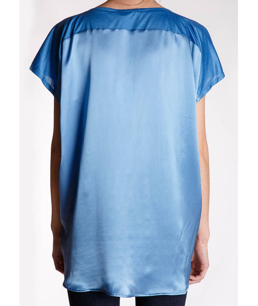 LES COPAINS Синяя шелковая футболка, фото 4