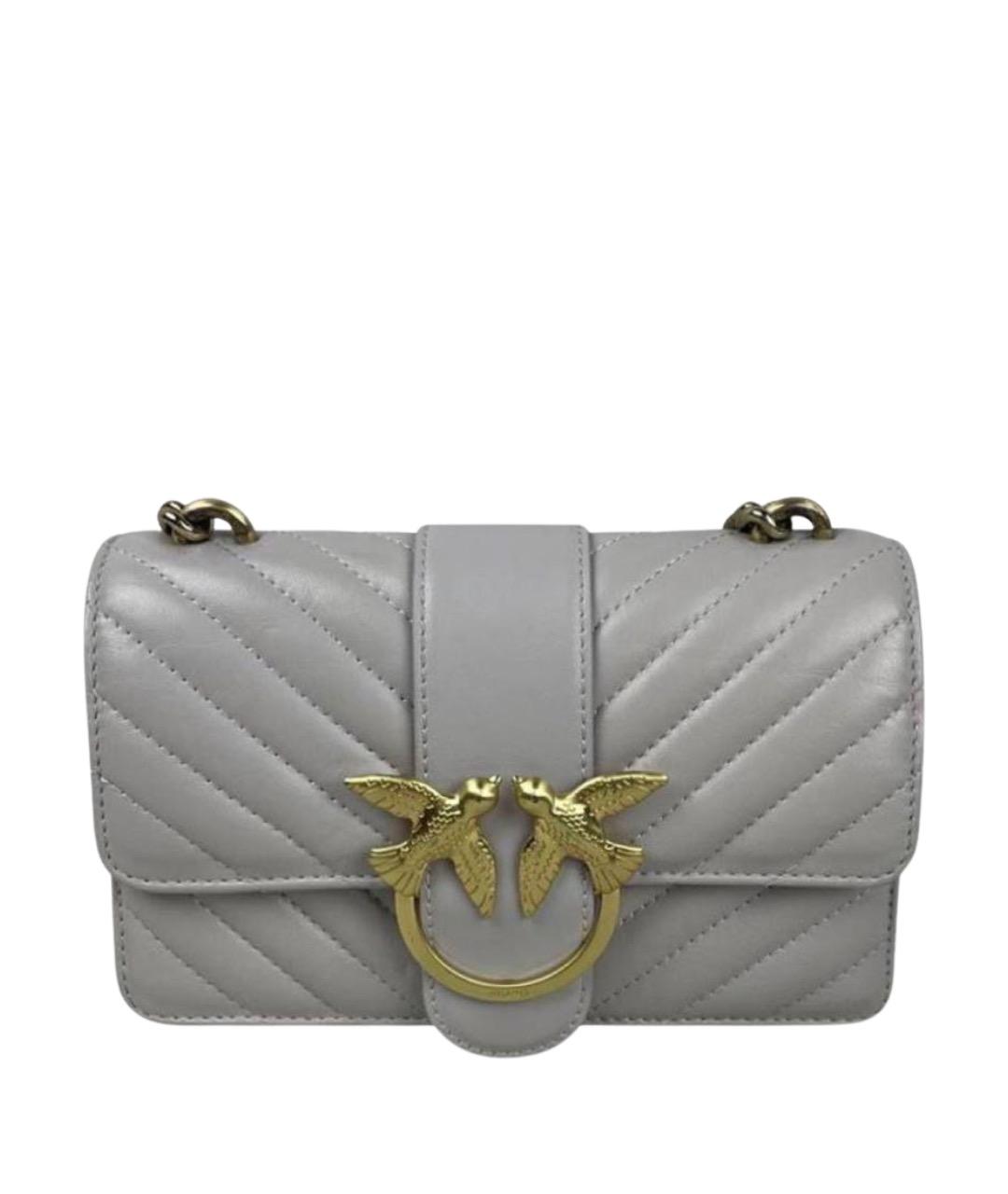 PINKO Серая кожаная сумка через плечо, фото 10