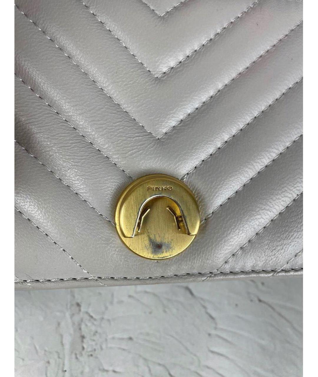 PINKO Серая кожаная сумка через плечо, фото 7