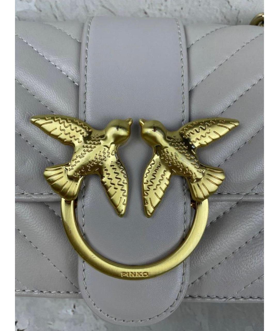 PINKO Серая кожаная сумка через плечо, фото 3