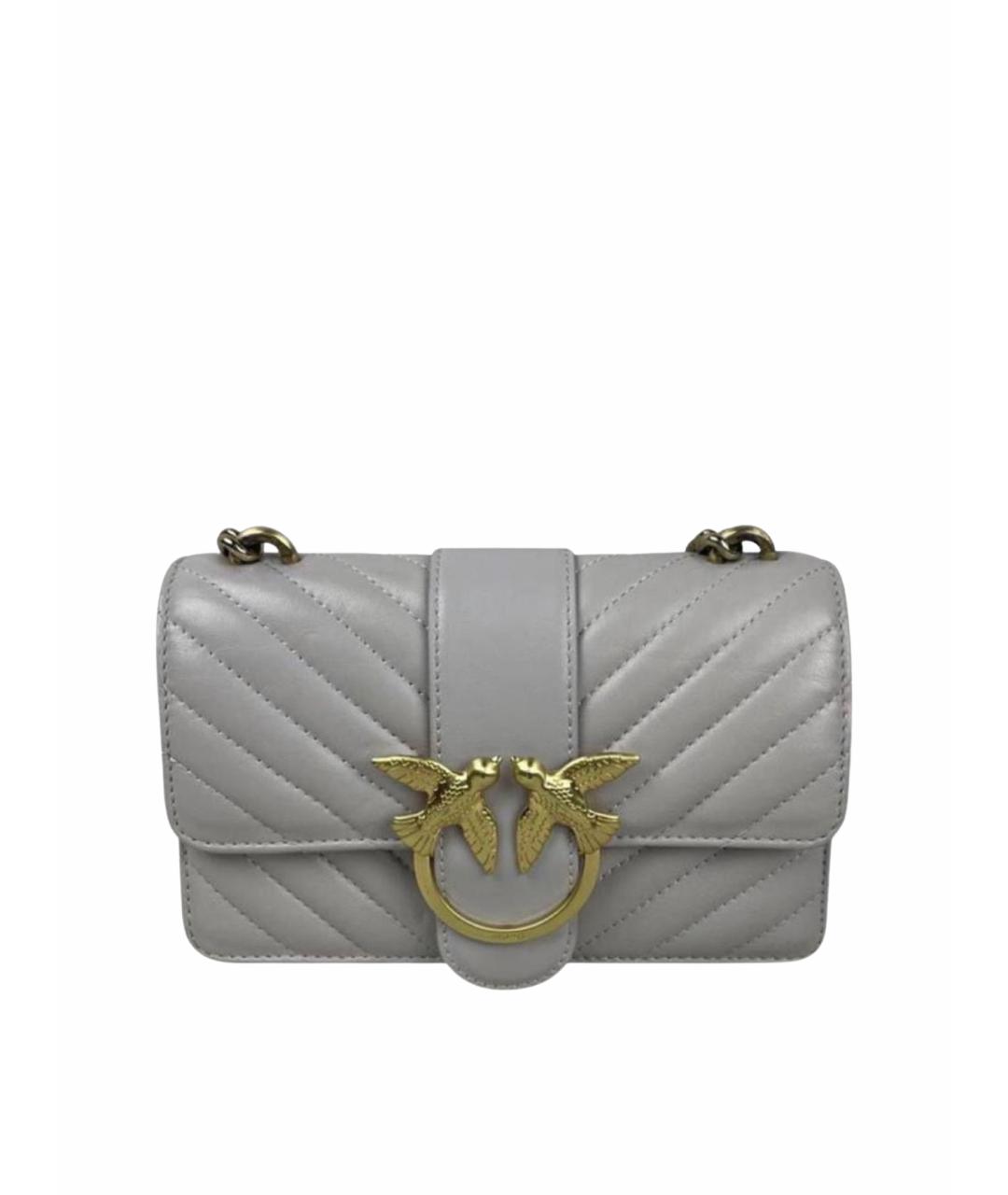 PINKO Серая кожаная сумка через плечо, фото 1