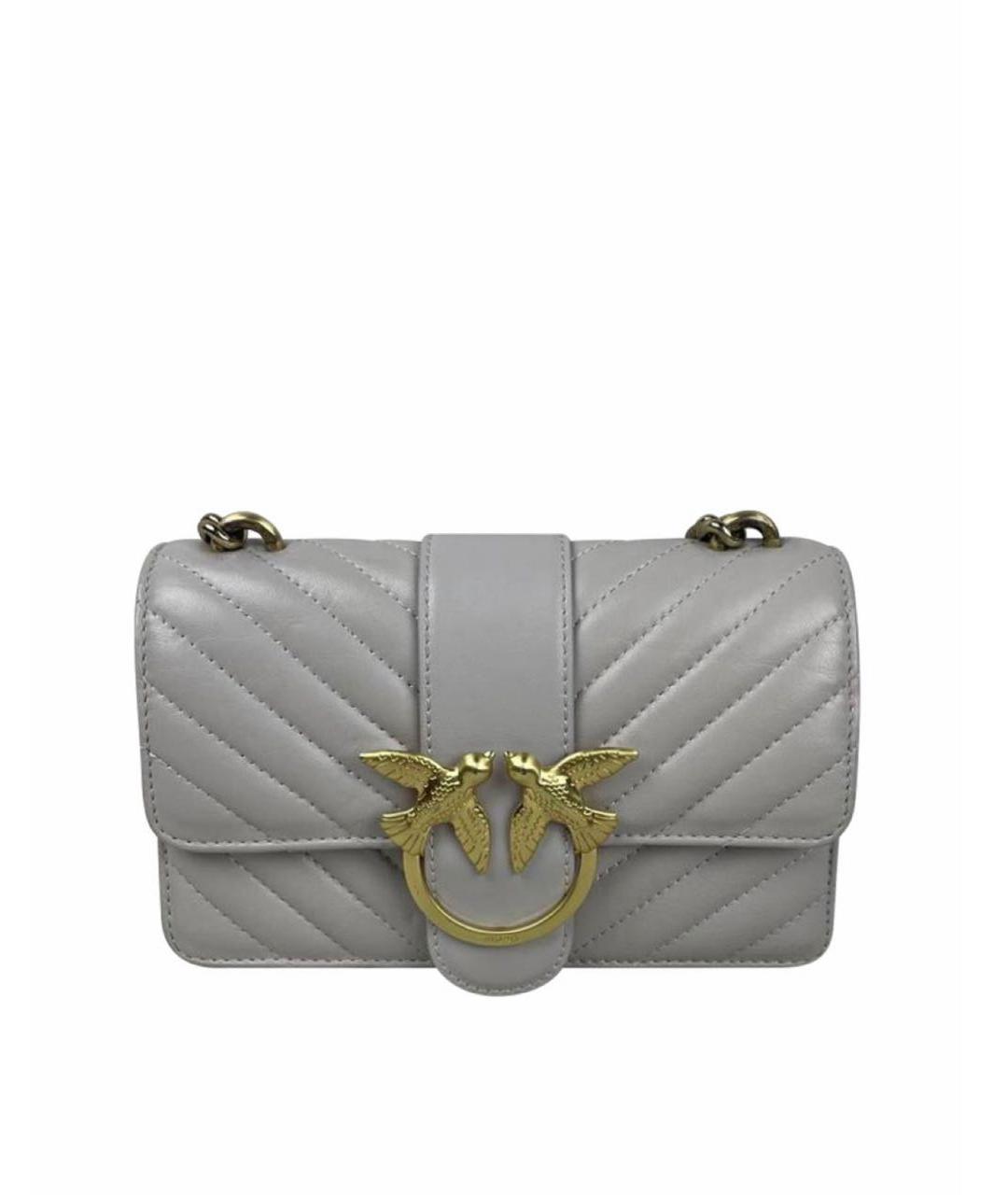 PINKO Серая кожаная сумка через плечо, фото 9