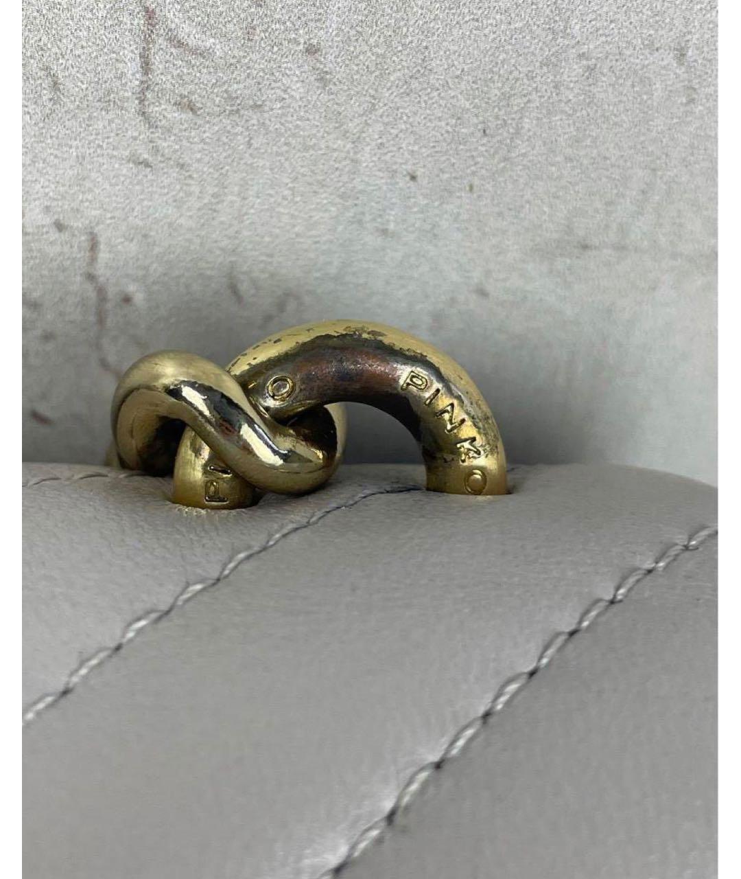 PINKO Серая кожаная сумка через плечо, фото 4