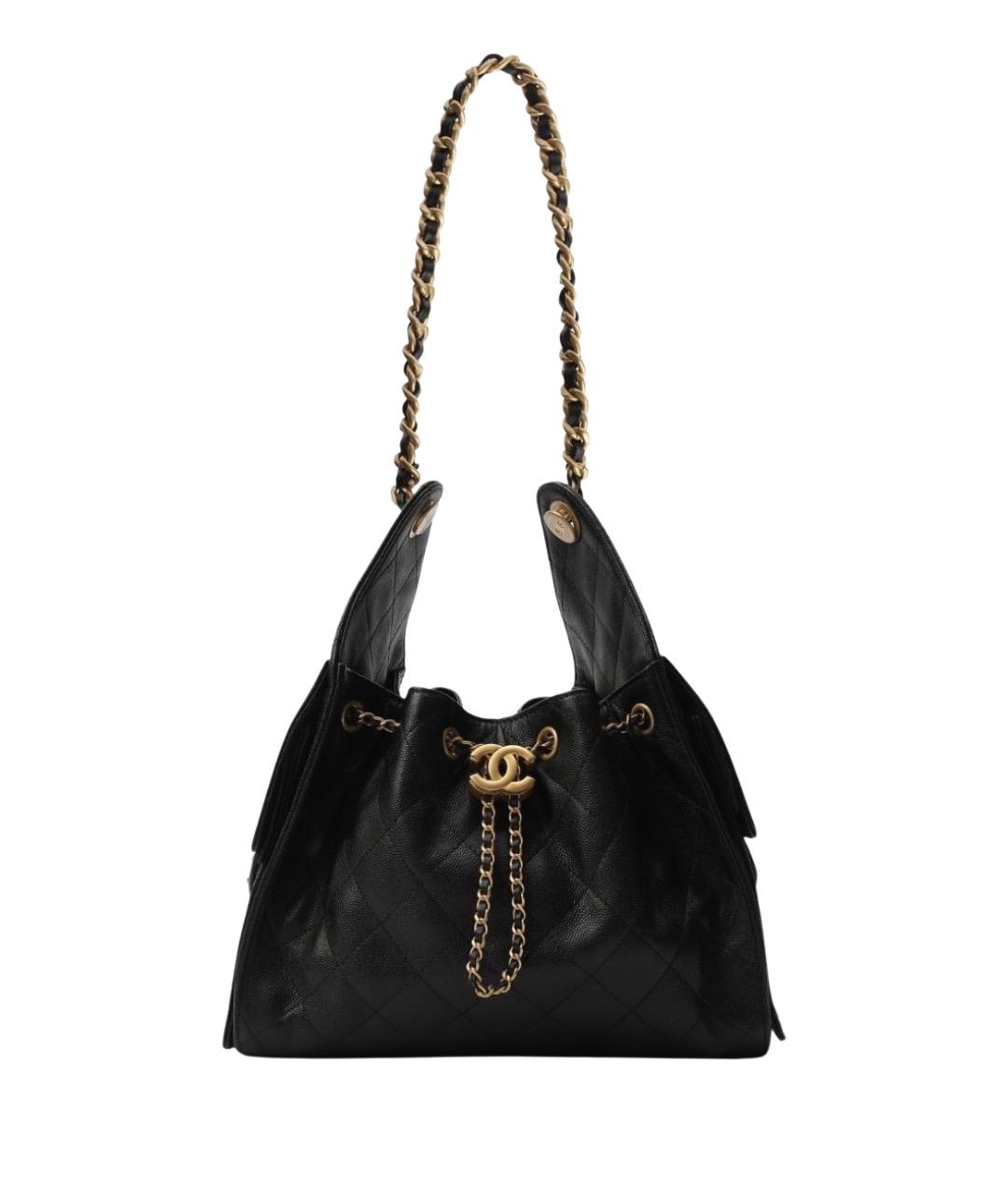 CHANEL Черная кожаная сумка через плечо, фото 6