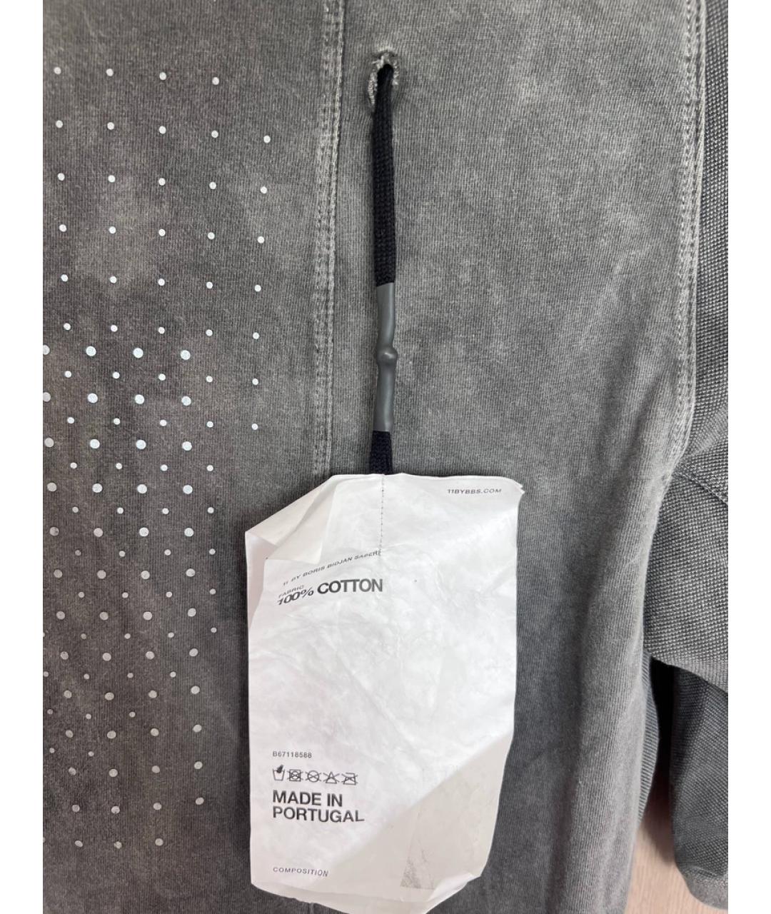 BORIS BIDJAN Серая хлопковая футболка, фото 6