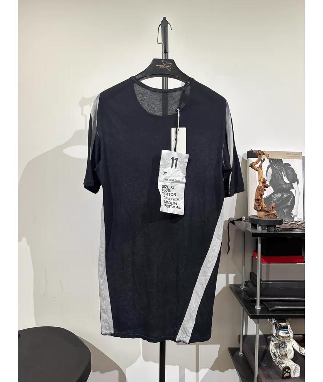 11 BY BORIS BIDJAN SABERI Черная хлопковая футболка, фото 2