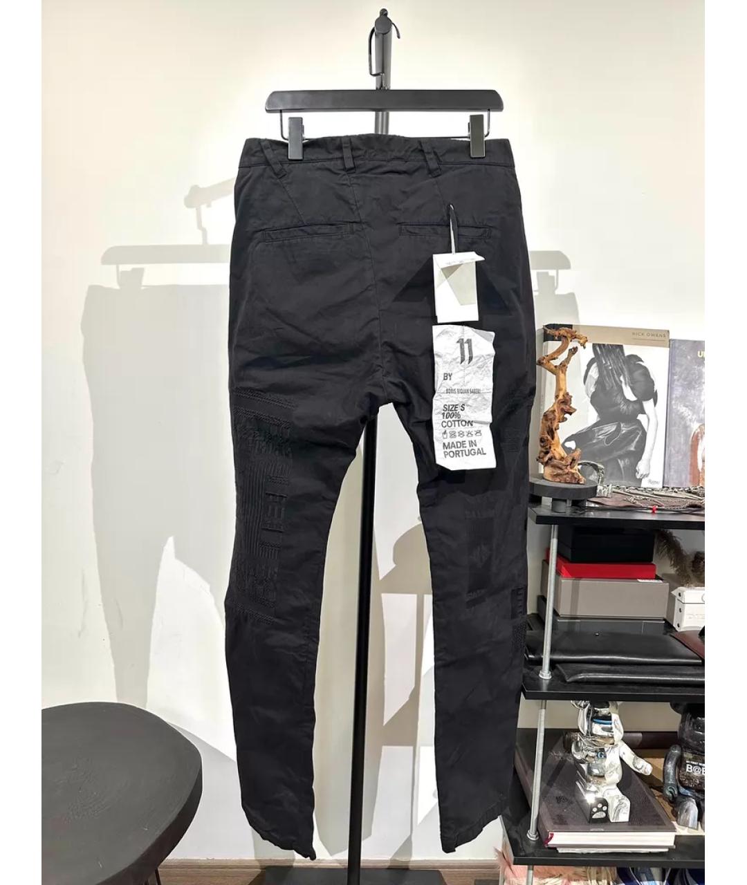 11 BY BORIS BIDJAN SABERI Черные хлопковые повседневные брюки, фото 2