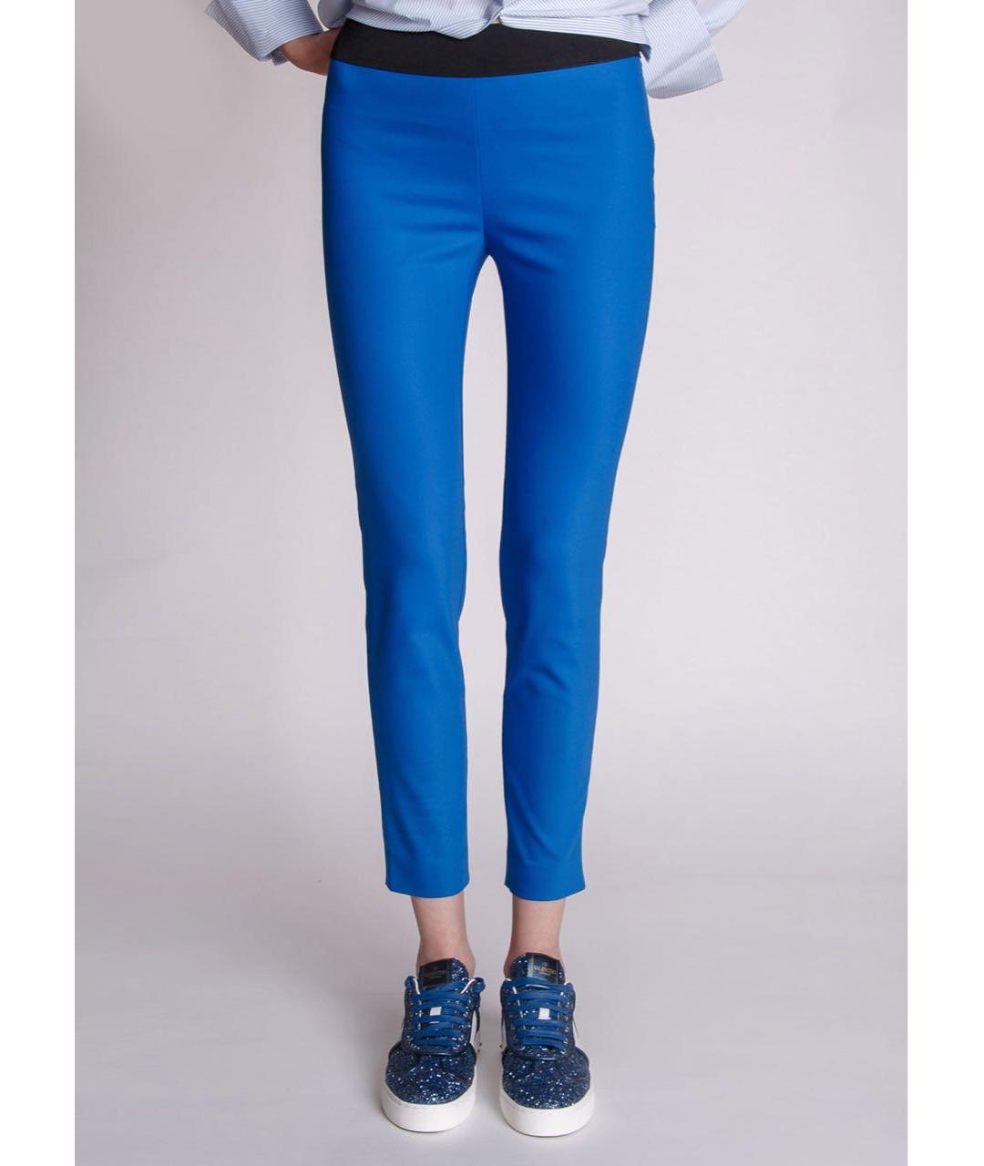 LES COPAINS Синие хлопко-эластановые леггинсы и велосипедки, фото 2