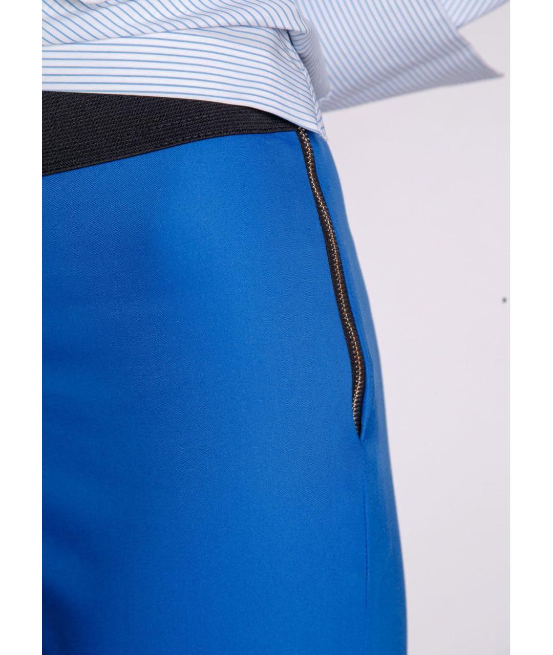 LES COPAINS Синие хлопко-эластановые леггинсы и велосипедки, фото 5