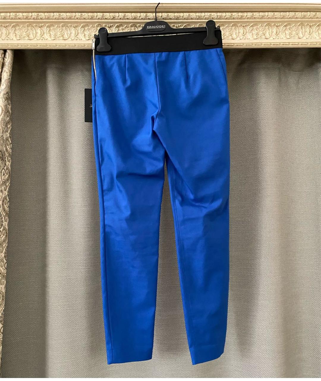 LES COPAINS Синие хлопко-эластановые леггинсы и велосипедки, фото 6