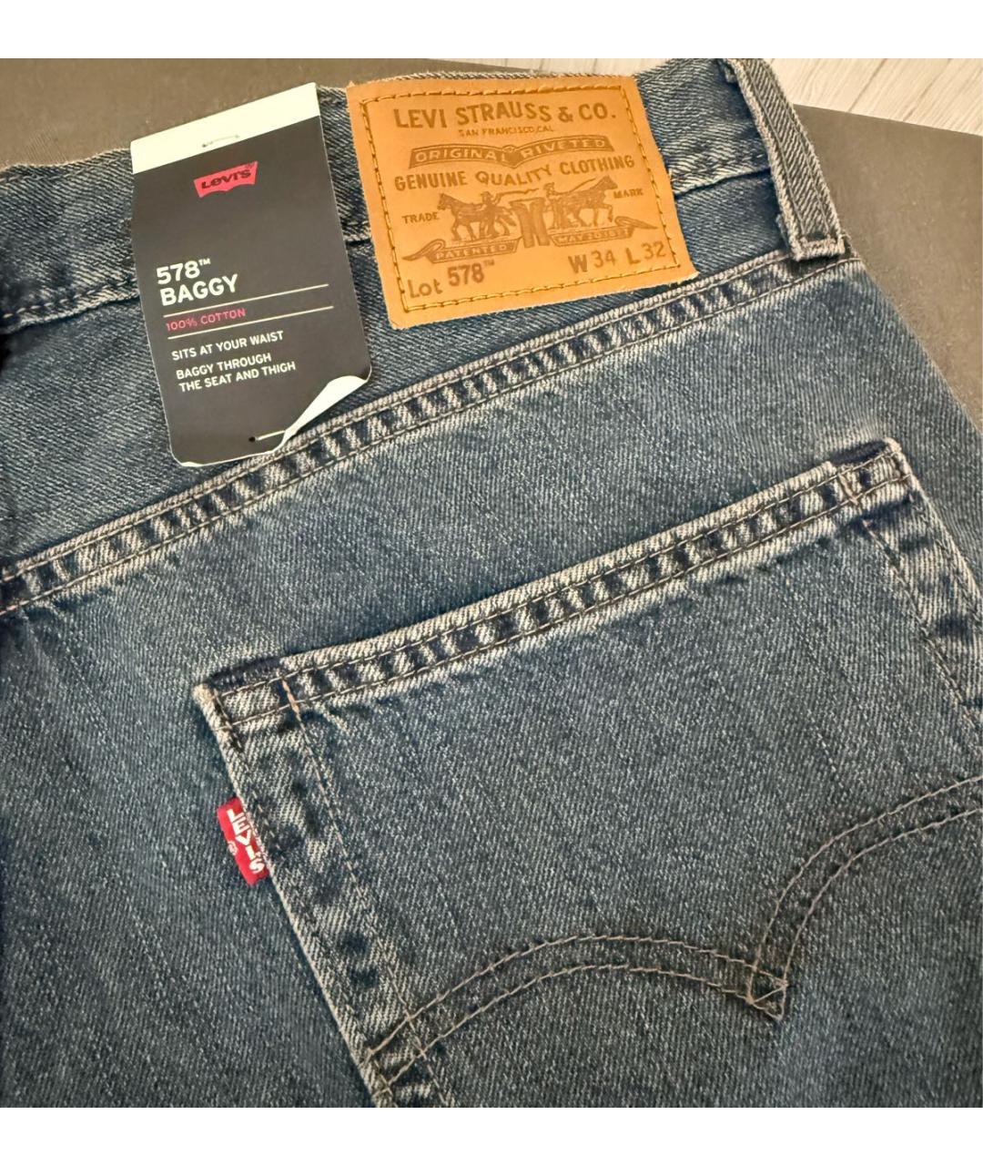 LEVI'S Синие хлопковые прямые джинсы, фото 4