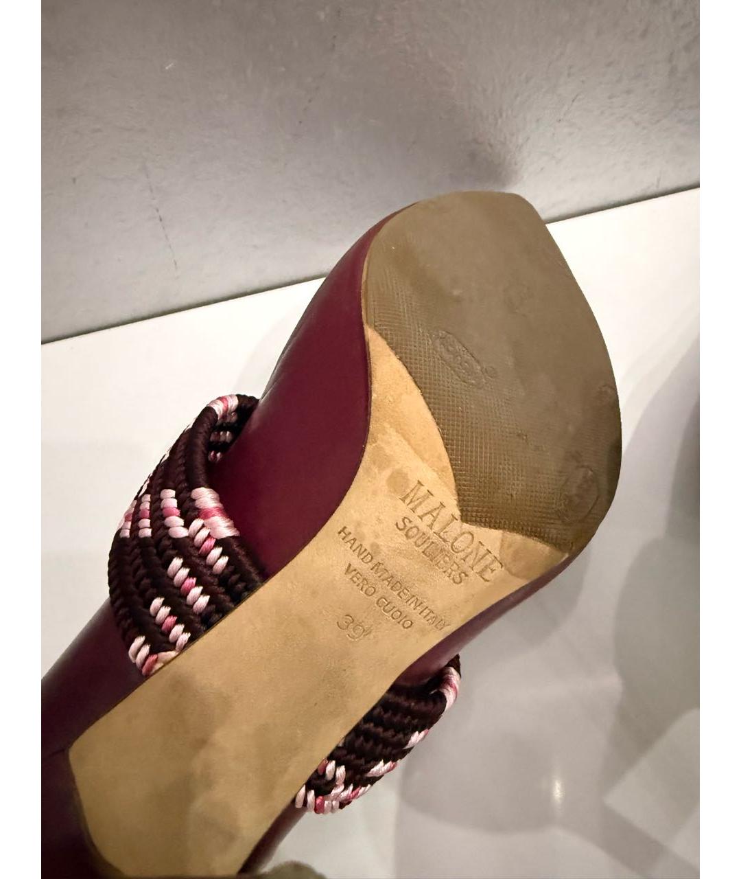 MALONE SOULIERS Бордовые кожаные босоножки, фото 4