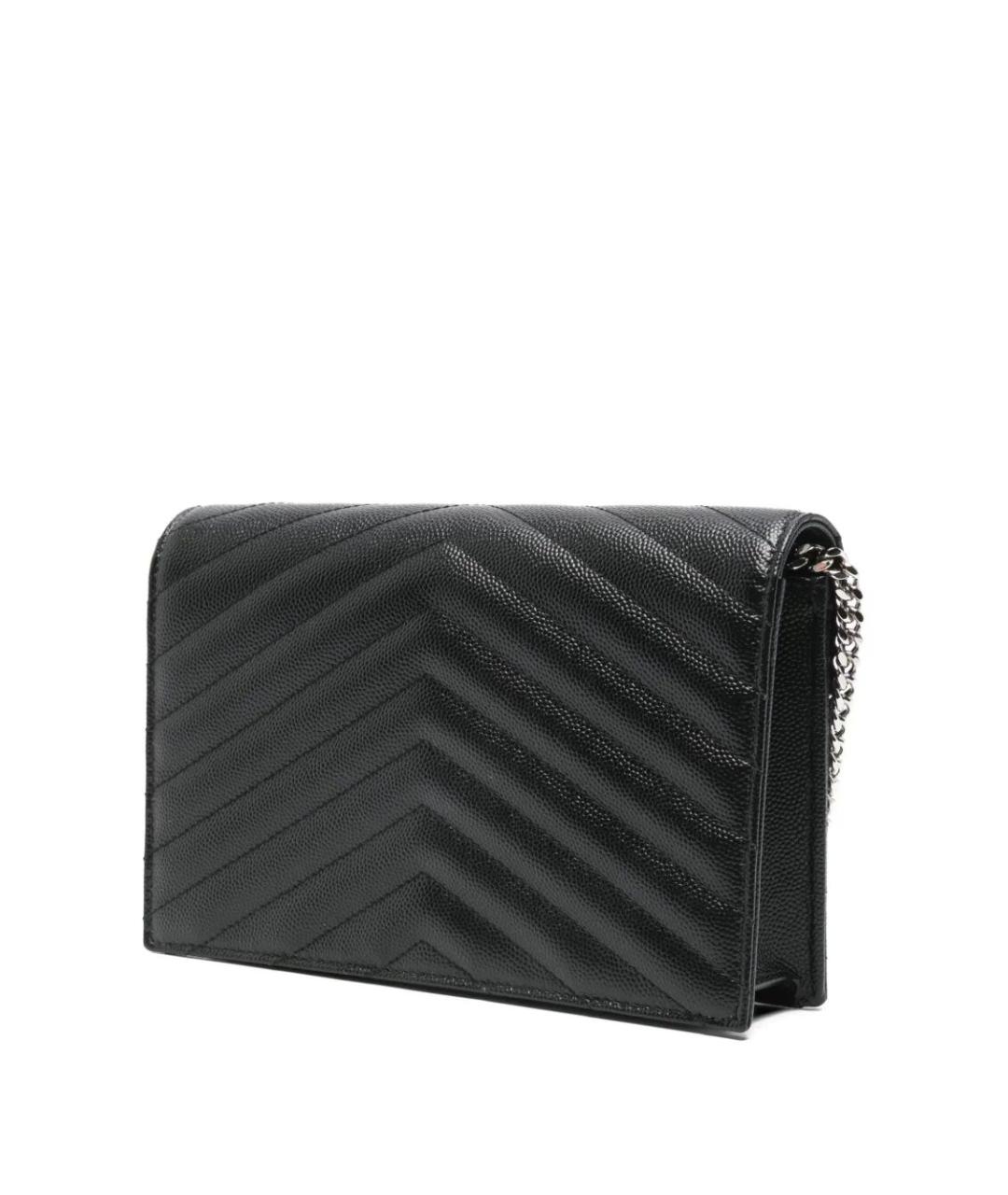 SAINT LAURENT Черная кожаная сумка через плечо, фото 3