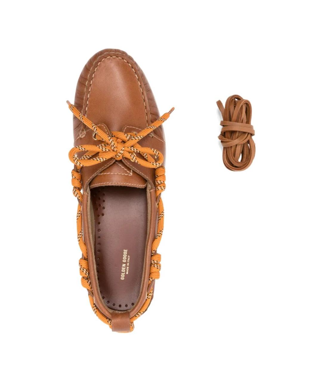 GOLDEN GOOSE DELUXE BRAND Бежевые кожаные лоферы, фото 4