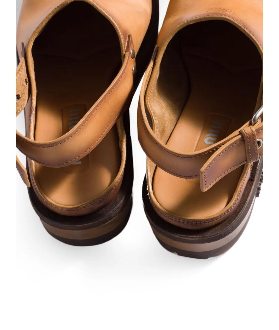 MIU MIU Коричневые кожаные мюли, фото 5