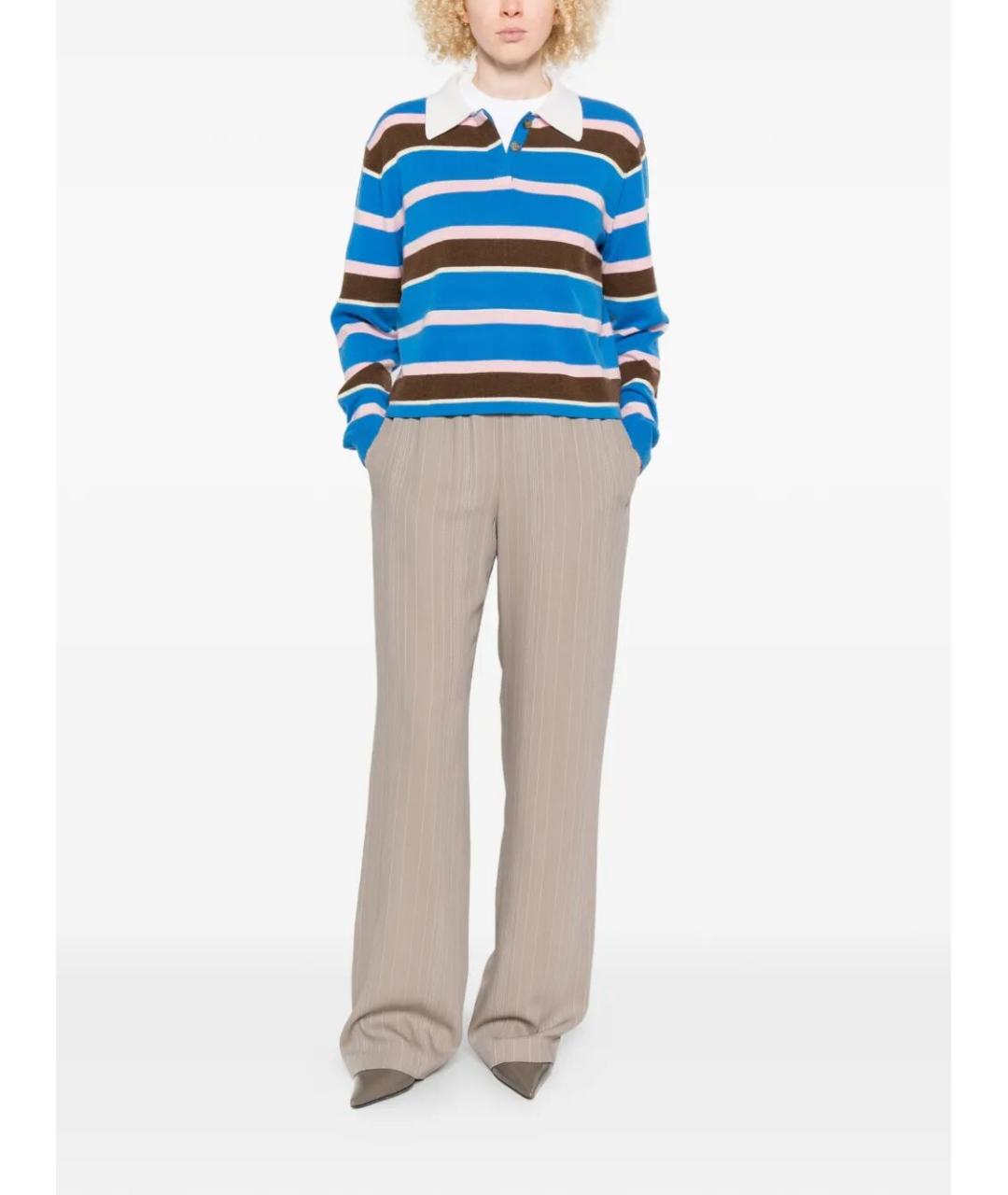 GOLDEN GOOSE DELUXE BRAND Бежевые шерстяные брюки широкие, фото 2