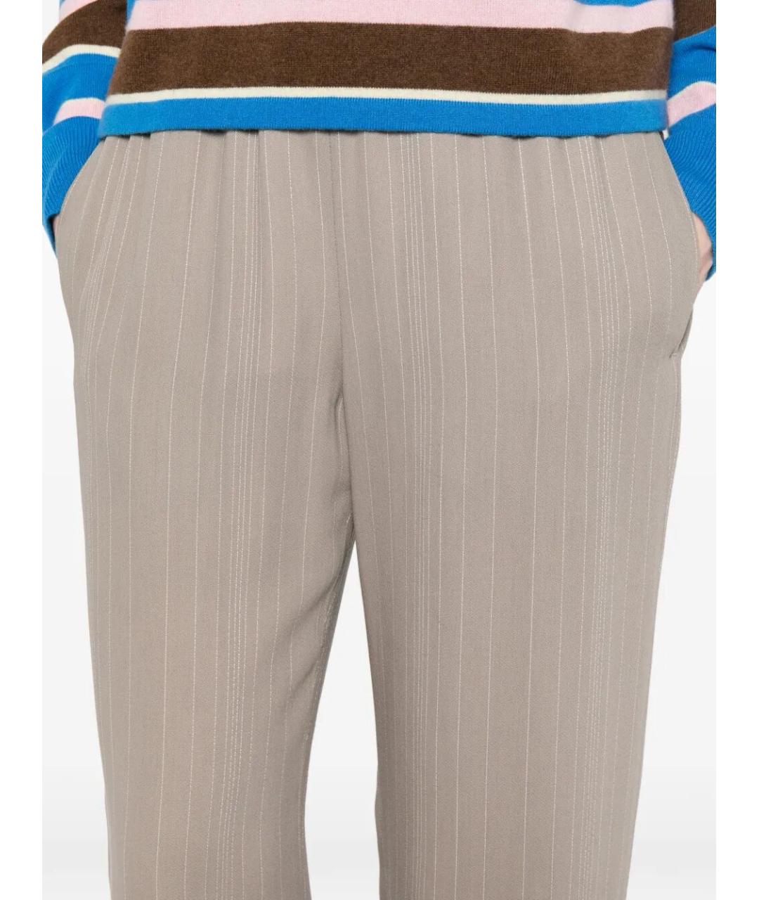 GOLDEN GOOSE DELUXE BRAND Бежевые шерстяные брюки широкие, фото 5