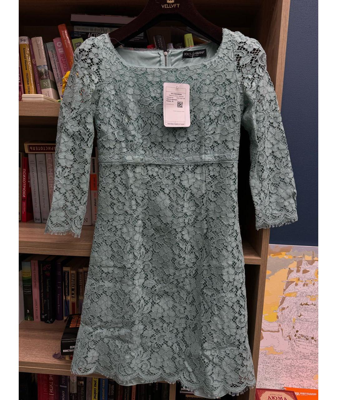 DOLCE&GABBANA Бирюзовое хлопковое коктейльное платье, фото 6