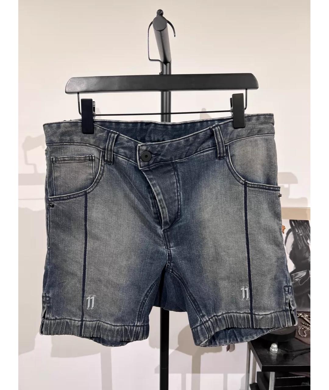 11 BY BORIS BIDJAN SABERI Темно-синие деним шорты, фото 10