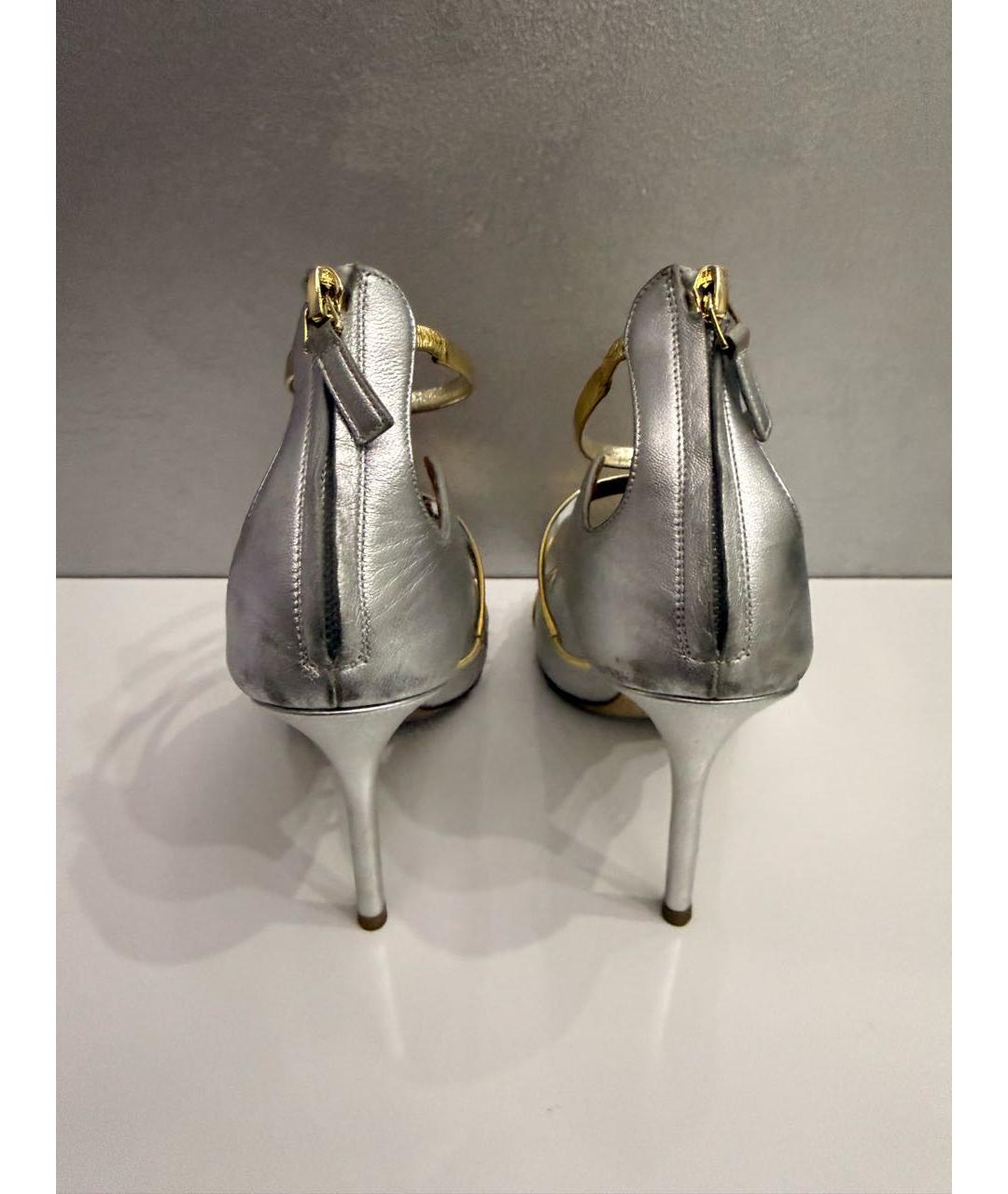 MALONE SOULIERS Серебряные кожаные босоножки, фото 4