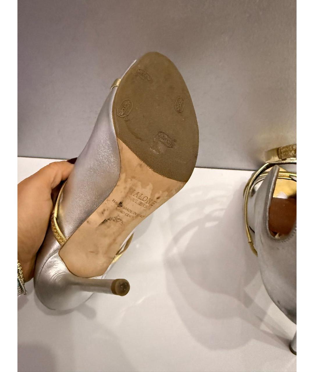 MALONE SOULIERS Серебряные кожаные босоножки, фото 7