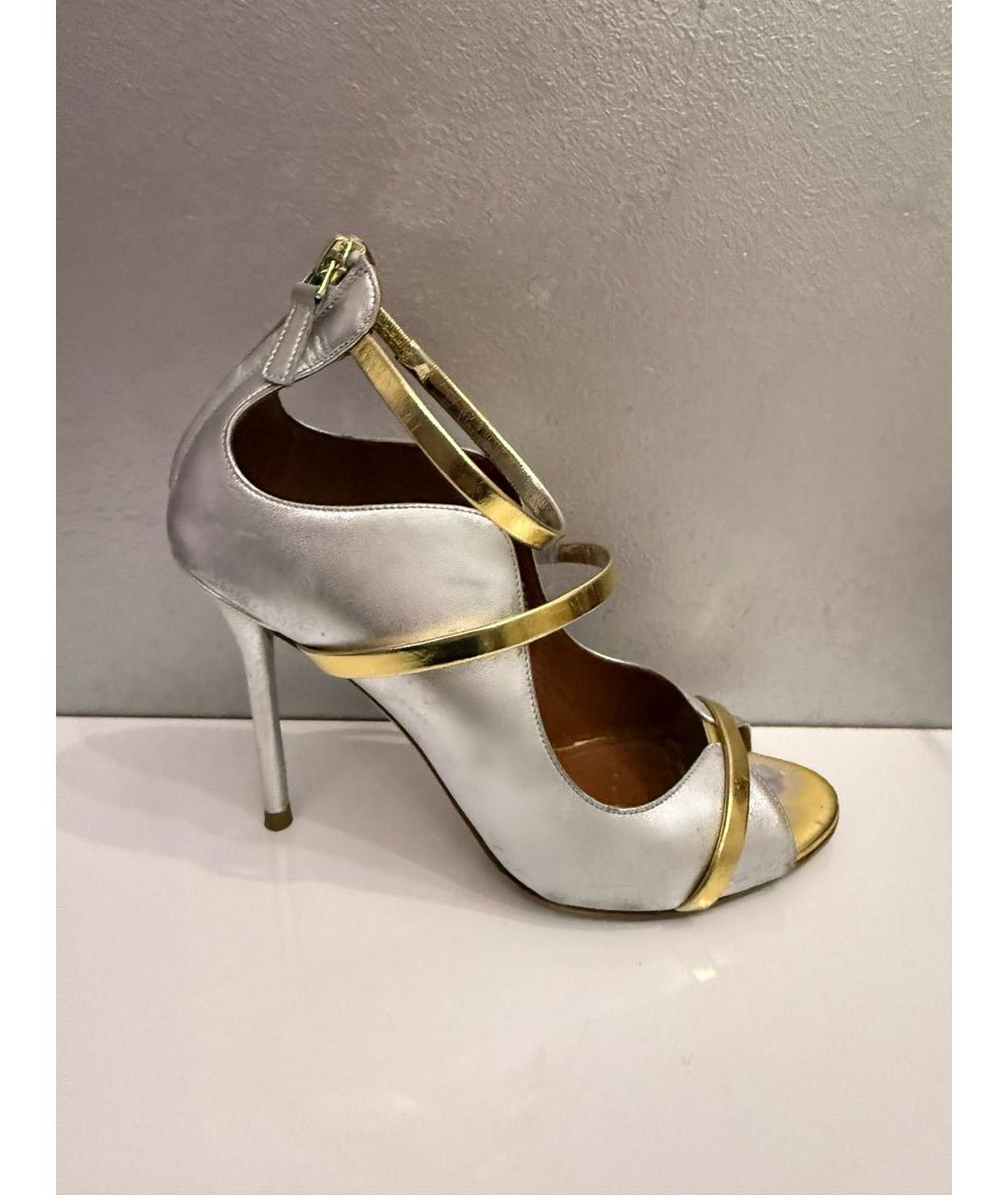 MALONE SOULIERS Серебряные кожаные босоножки, фото 8