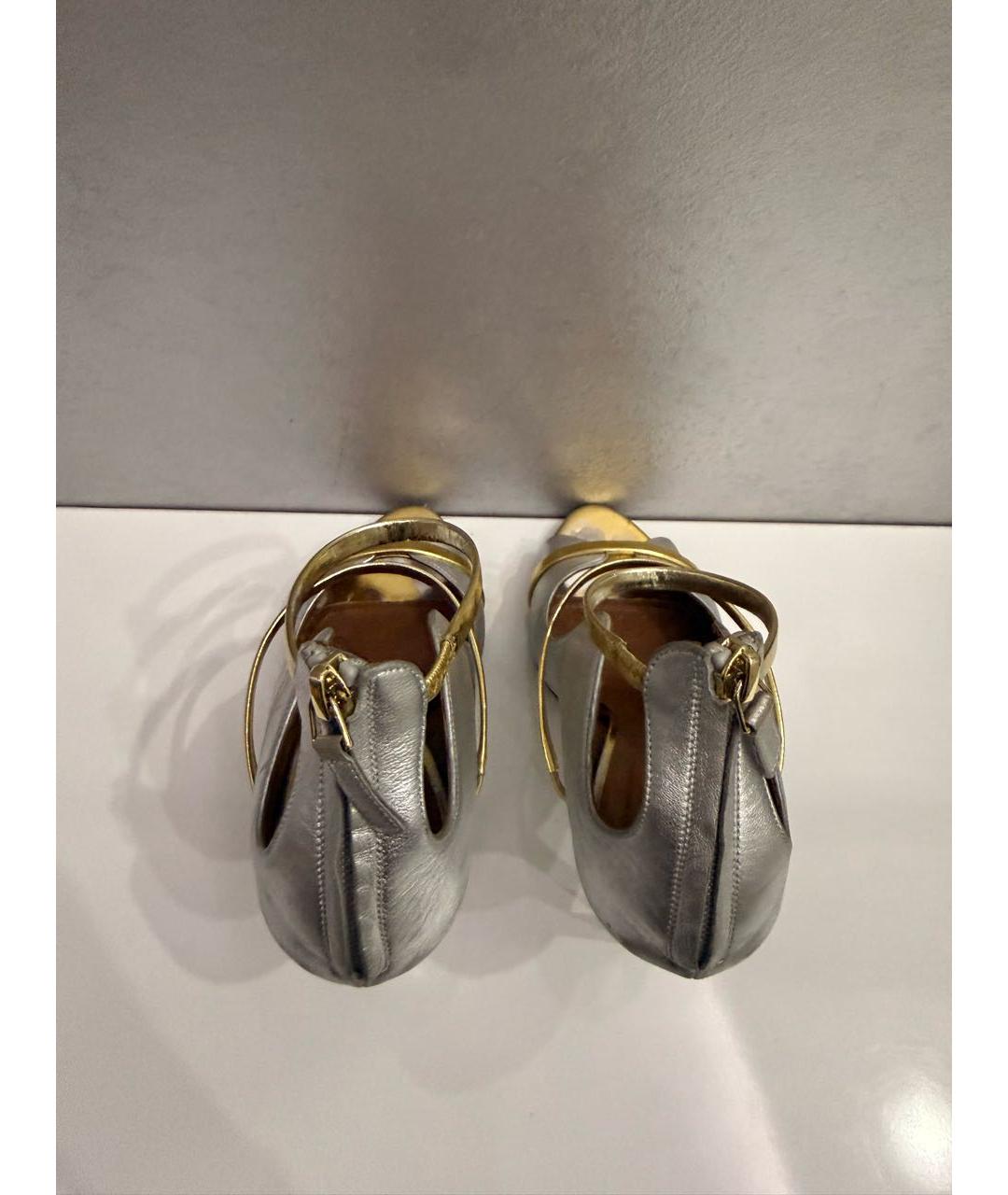 MALONE SOULIERS Серебряные кожаные босоножки, фото 3