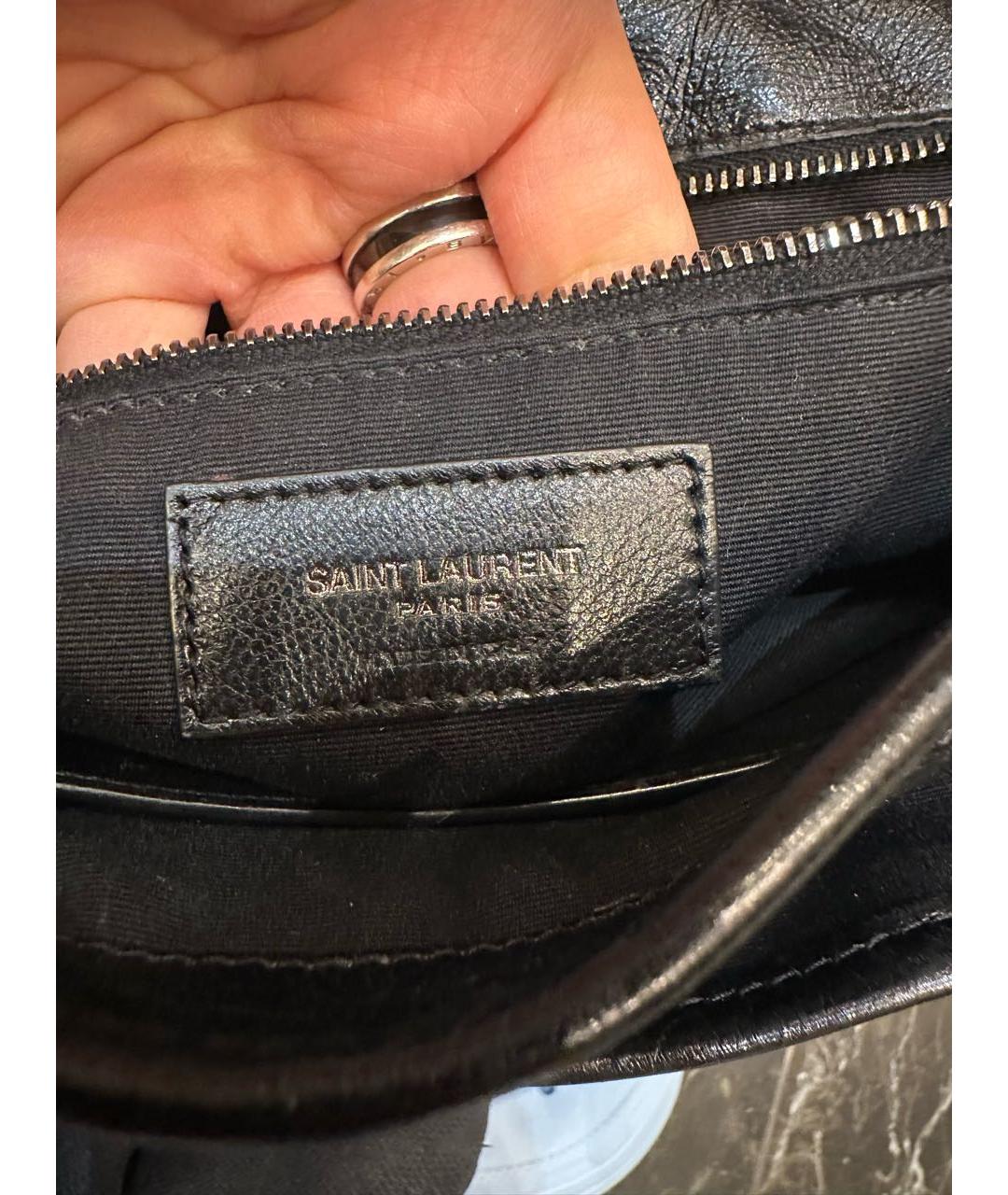 SAINT LAURENT Черная кожаная сумка через плечо, фото 5