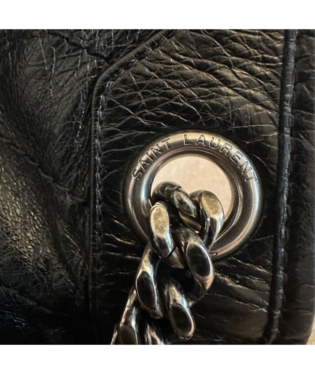SAINT LAURENT Черная кожаная сумка через плечо, фото 6