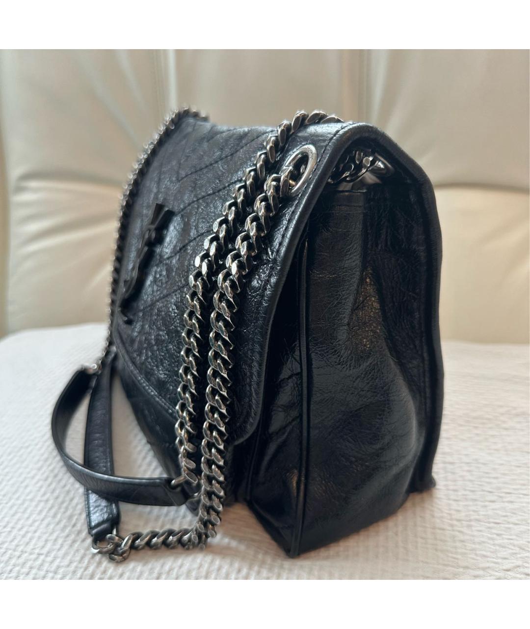 SAINT LAURENT Черная кожаная сумка через плечо, фото 4