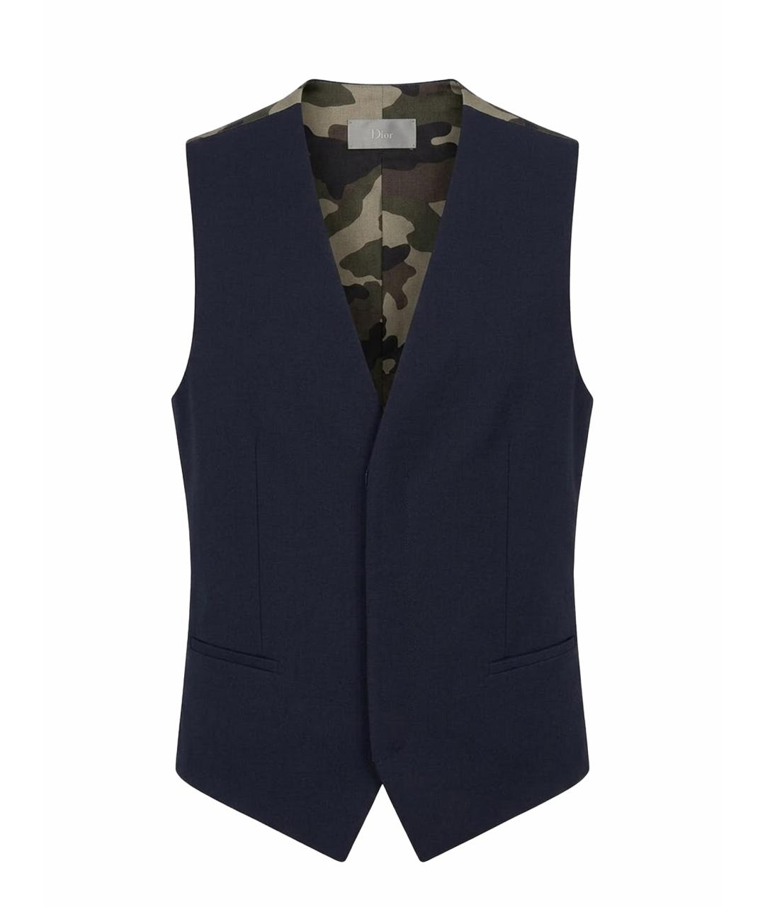 CHRISTIAN DIOR Темно-синяя шерстяная жилетка, фото 1